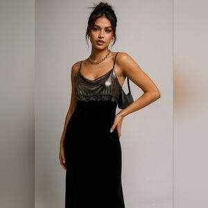 Vtg Y2K Velvet Floral Fairy Prom Maxi Gown Size 11/12 US M Whimsical Tiered